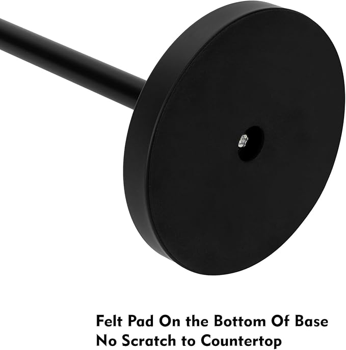 Paper Towel Holder Countertop, Standing Paper Towel Roll Holder for Kitchen Bathroom, with Weighted Base for One-Handed Operation, No Wobbly (Stainless Steel Base, Black)