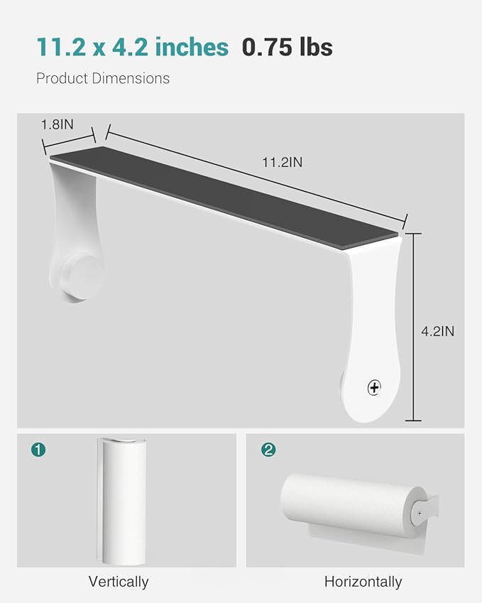 Magnetic Paper Towel Holder for Fridge, White Paper Towel Holder for Kitchen, Strong Magnet for Refrigerator, RV, Garage, BBQ, No Drilling, Kitchen & Bathroom Organizers and Storage