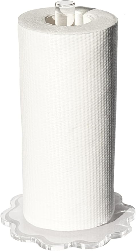 Paper Towel Holder Countertop,Clear Acrylic Standing Paper Roll Holder Thickening Sturdy Scalloped Base, Paper Towel Dispenser Stand for Kitchen Bathroom (Clear Acrylic, 5.9 inch)