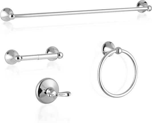 4 Piece Bathroom Hand Towel Holder Set, Adjustable Towel Racks for Bathroom Wall Mounted, Stainless Steel Chrome Towels Bar, 24 Inch Bath Room Accessories Set