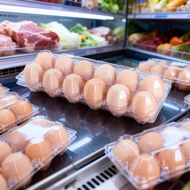 Merkaunis 120 Pcs 12 Count Plastic Egg Cartons Cheap Bulk, 2x6 Grids Clear Empty Egg Cartons, Clear Egg Containers for Fresh Chicken Eggs for Chicken Farm Business Market, Refrigerator Use