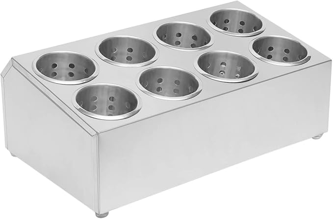 8-Hole Stainless Steel Utensil Holder, Silverware Flatware Cylinder Holder, Detachable Countertop Silverware Organizer, Flatware Caddy for Utensil Fork Spoon For Kitchen Restaurant