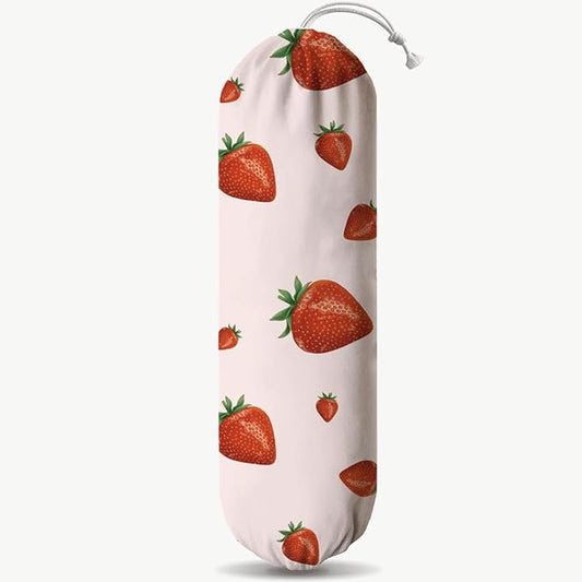 Strawberry Plastic Bag Holder, Grocery Bags Storage Organizer, Reusable Shopping Bags Holder Dispenser, Summer Home Decor, Farmhouse Kitchen Decor Gifts for Women, Kitchen Pattern Garbage Bag 41