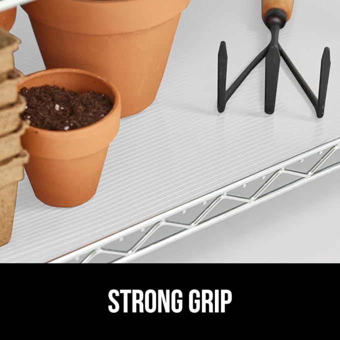 GORILLA GRIP DuraGuard Shelf Liner, 17.5x20 Non-Adhesive Cabinet Liners for Kitchen Drawers, Shelves, Refrigerator, Pantry Storage, Bathroom Closet, Durable Waterproof BPA Free Ribbed Plastic, White