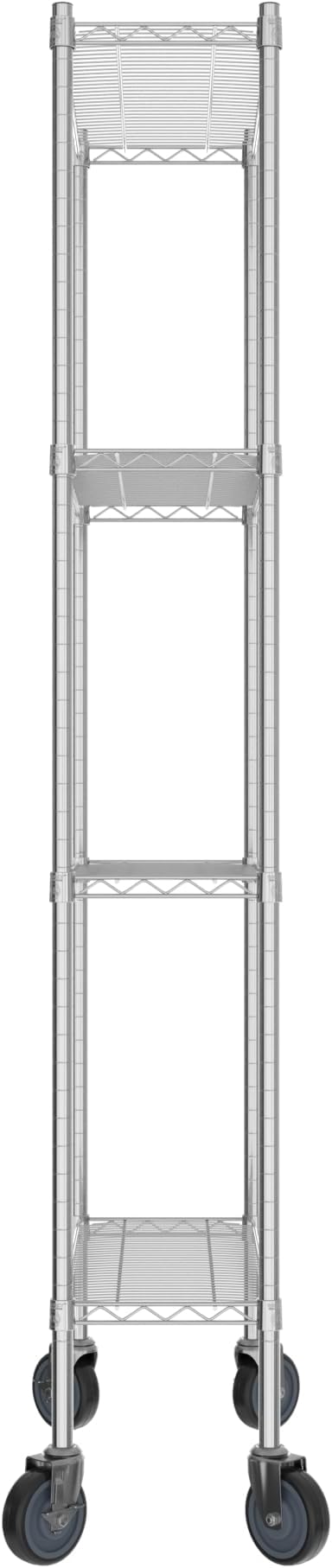Commercial NSF Listed Chrome Mobile Wire Shelving Kit 12" x 30" x 80", with 4 Shelves Perfect for Warehouse, Walk-in Refrigerator, Freezer, Grocery Store, Restaurant, Dishroom