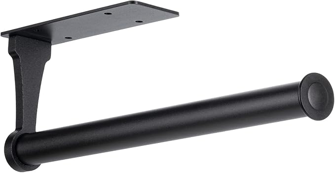 Paper Towel Holder, Aluminum Alloy Paper Towel Holders, Stylish Wall Mount and Under Cabinet Paper Towel Holders for Easy Access (Black)