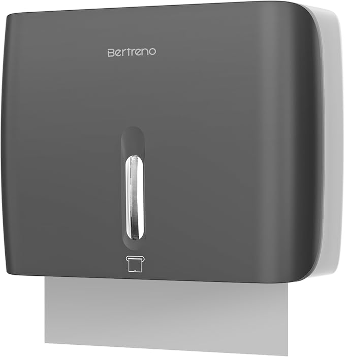 Commercial Paper Towel Dispenser Wall Mount Paper Hand Towel Dispenser Large Capacity 200 Multifold/Trifold/C Fold Paper Towel Dispenser Bathroom Adhesive Tissue Dispenser （Black）