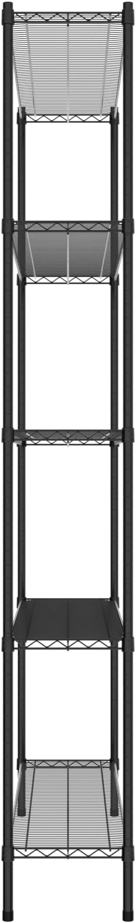 Commercial NSF Listed Black Epoxy Stationary Wire Shelving Kit 14" x 54" x 96", with 5 Shelves Perfect for Warehouse, Walk-in Refrigerator, Freezer, Grocery Store, Restaurant, Dishroom