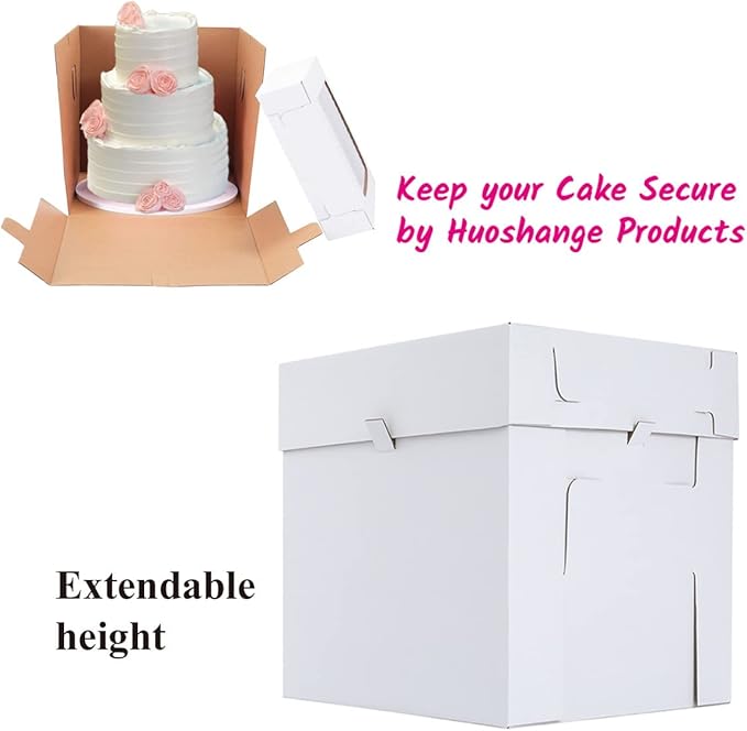 Tall Cake Boxes for Tier Cakes,12x12x10 Inch [10Pack ] Thick Sturdy Bakery Box with Window,White Cake Carrier, Disposable Cake Containers,Birthday Cake Boxes