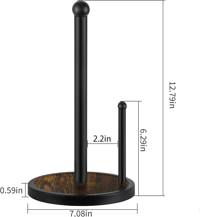 YINMIT Paper Towel Holder Countertop, Standing Paper Towel Roll Holder with Heavy Duty Wooden Base, Rustic Farmhouse Paper Towel Holders for Kitchen Counter, Fits Standard or Jumbo-Sized Rolls