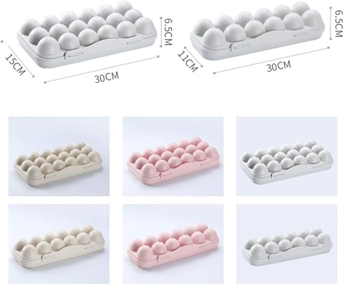 Cabilock 12 Egg Storage Box with Lid Clear Plastic Stackable Fridge Organizer Kitchen Egg Holder Space-Saving Refrigerator Tray for Household
