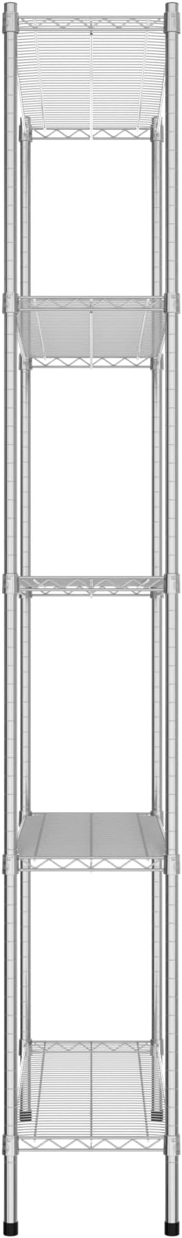 Commercial NSF Listed Chrome Stationary Wire Shelving Kit 14" x 42" x 96", with 5 Shelves Perfect for Warehouse, Walk-in Refrigerator, Freezer, Grocery Store, Restaurant, Dishroom
