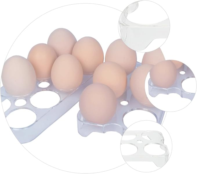 EPIGEIST 2Pcs Refrigerator Egg Tray Storage Container 6-Compartment Egg Holder Box for Fridge Organization and Travel Carrier