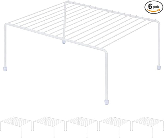 Medium (13.1 x 10.2 Inch) Cabinet Storage Shelf Rack, Shelves，Kitchen Counter and Cabinet Shelf, Storage Rack Organizer for Kitchen, Fridge, Cabinet, Bathroom Cupboard& Pantry (6, White)