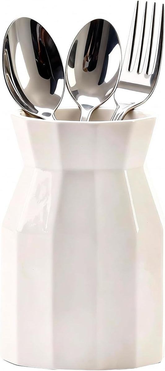 Ceramic Kitchen Utensil Holder for Countertop, Easy-to-Clean Crock for Spoons, Spatulas & Cooking Tools, Farmhouse Kitchen Decor