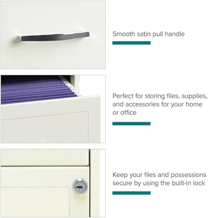 Pemberly Row 18" 4-Drawer Traditional Metal Filing Cabinet in White