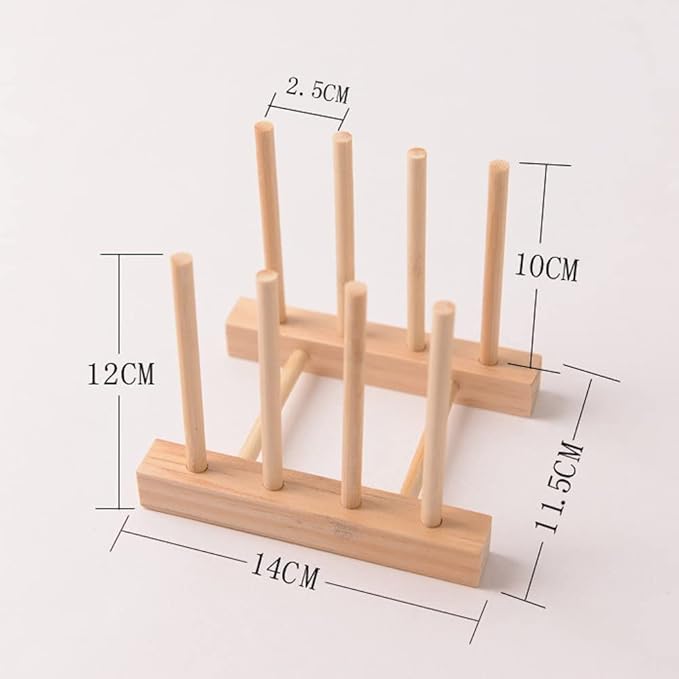 YWSHF 2 PCS Bamboo Wooden Dish Rack Dishes Drainboard Drying Drainer Storage Holder Stand Kitchen Cabinet Organizer for Dish,Plate,Bowl,Cup Pot,Lid,Book