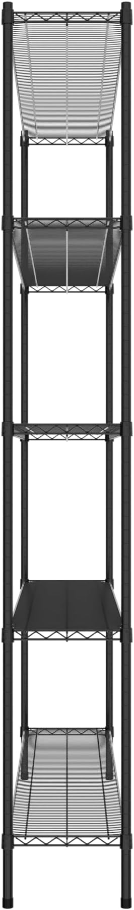 Commercial NSF Listed Black Epoxy Stationary Wire Shelving Kit 14" x 72" x 96", with 5 Shelves Perfect for Warehouse, Walk-in Refrigerator, Freezer, Grocery Store, Restaurant, Dishroom