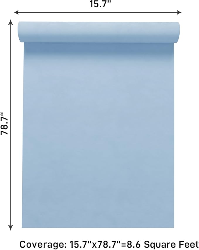 VaryPaper 15.7" x 78.7" Light Blue Flocking Velvet Drawer Liner Self Adhesive Felt Lining Soft Fabric Jewelry Box Liner Velvet Wallpaper Peel and Stick Blue Contact Paper for Cabinets Dresser Shelves