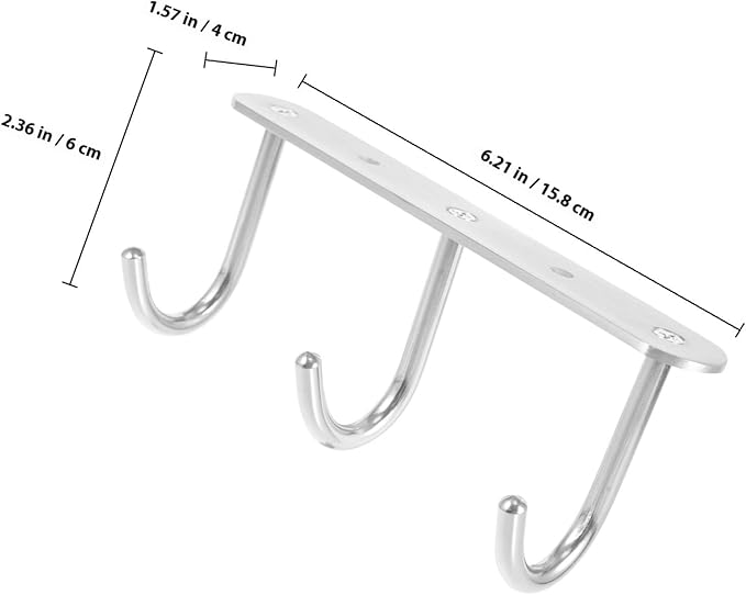 Cabilock Under Cabinet Mug Hanger Metal Coffee Mug Holder with 3 Rotatable Hooks Kitchen Cup Rack for Cabinet Storage and Household Organization