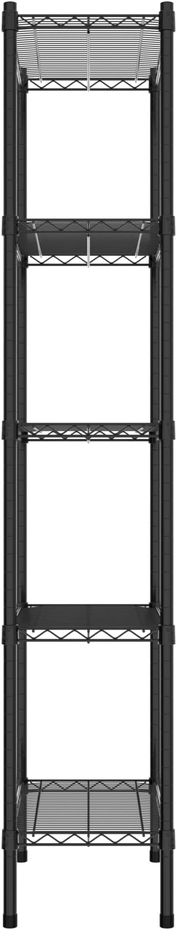 Commercial NSF Listed Black Epoxy Stationary Wire Shelving Kit 14" x 24" x 74", with 5 Shelves Perfect for Warehouse, Walk-in Refrigerator, Freezer, Grocery Store, Restaurant, Dishroom