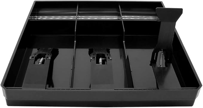 Cash Register Drawer Insert Tray 3 Bill/3 Coin Compartments with Plastic Clip for Money Storage, Black
