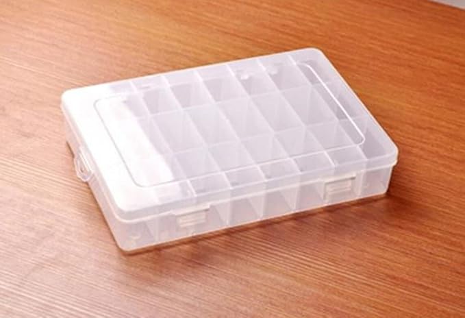 Kamay's Large Transparent Thick Hard 24 Grids Adjustable Compartment Slot Plastic Craft Storage Box Organizer For Toy Desktop Jewelry Accessory Drawer Or Kitchen Removable Dividers Container