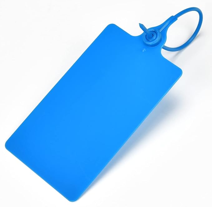 LeadSeals 100 Plastic Shipping Tags - Waterproof, Writable, Hanging Tags with One Marker Pen (Navy Blue)