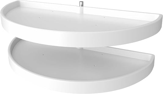 Rev-A-Shelf 39" Pull Out Half Moon Shelves for Blind Corner Kitchen/Bathroom Cabinets, 2 Shelf Sliding Organizer with Hardware, White, 6882-39-11-570
