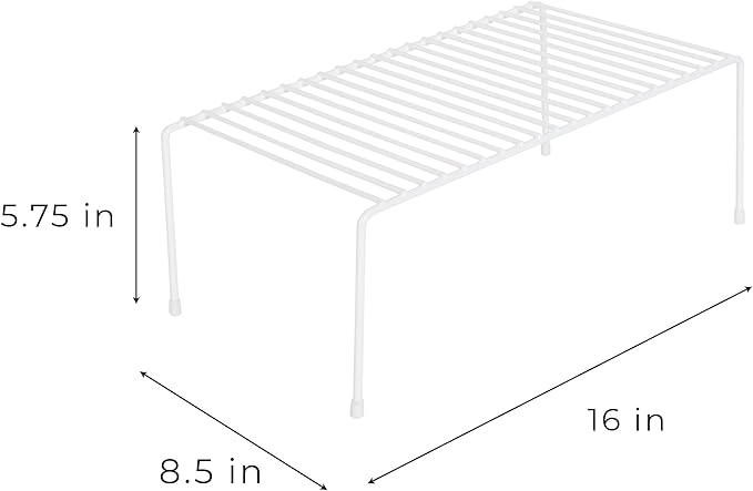 Smart Design Classic Storage Shelf – Large (16 in W x 8.5 in D x 5.75 in H), White –Steel Pantry Organizer with Rust-Resistant Finish and Non-Slip Feet for Easy Home Organization and Storage