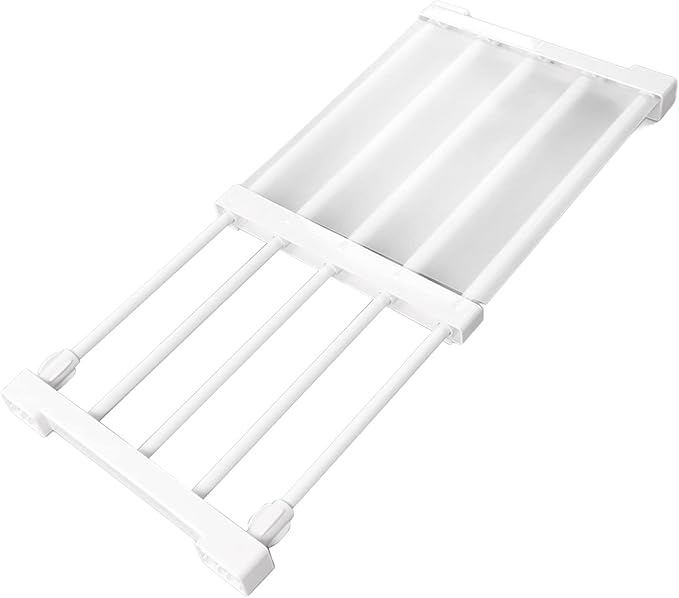 Closet Tension Shelf, Rod Expandable Storage Rack Adjustable Organizer Divider Separator Wardrobe Cupboard Hanging Shelves Pack No Slip Grip Cabinets Inside Capacity (38‑55cm /