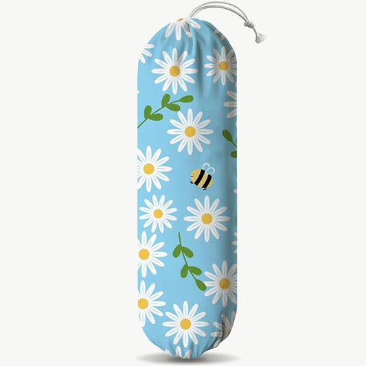 Flower Bees Plastic Holder, Wall Mount Shopping Trash Bag Organizer Dispenser, Wall Hanging Bag Holders for Plastic Bags, Kitchen Housewarming Gifts for Women Family Friends Grandma Mom