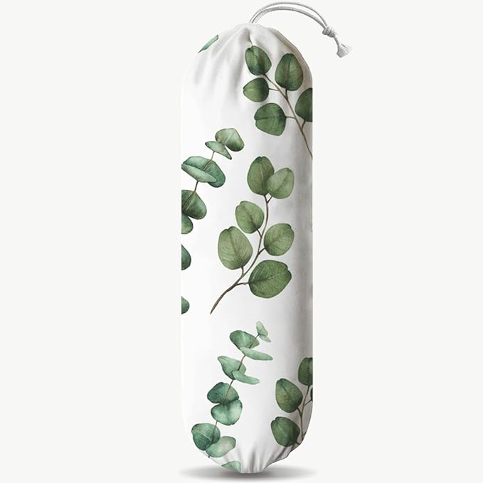 Green Leaves Grocery Bag Holder, Wall Mount Bags Holder for Kitchen Car Camping, Trash Bag Organizer, Kitchen Housewarming Gifts for Women Family Friends Grandma Mom, bags-10