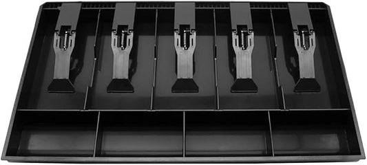 Cash Register Drawer Insert Tray with 5 Bill/4 Coin Compartments for Money Storage, Black