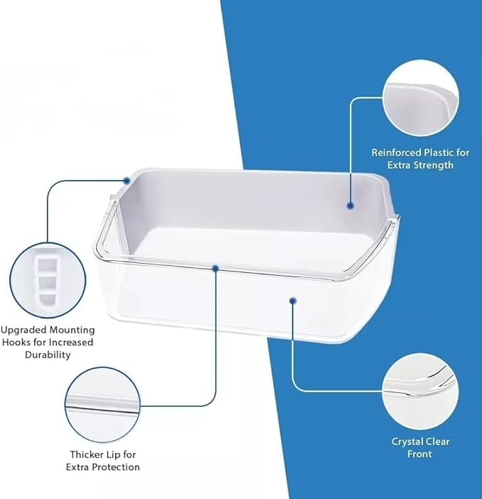 DA97-12650A Right Door Shelf Bin - for SAMSUNG Refrigerator Door shelves - Fridge door condiments beverages organizer - Refrigerator door bin replacement - Fridge plastic shelves bin - W 13-3/4 in