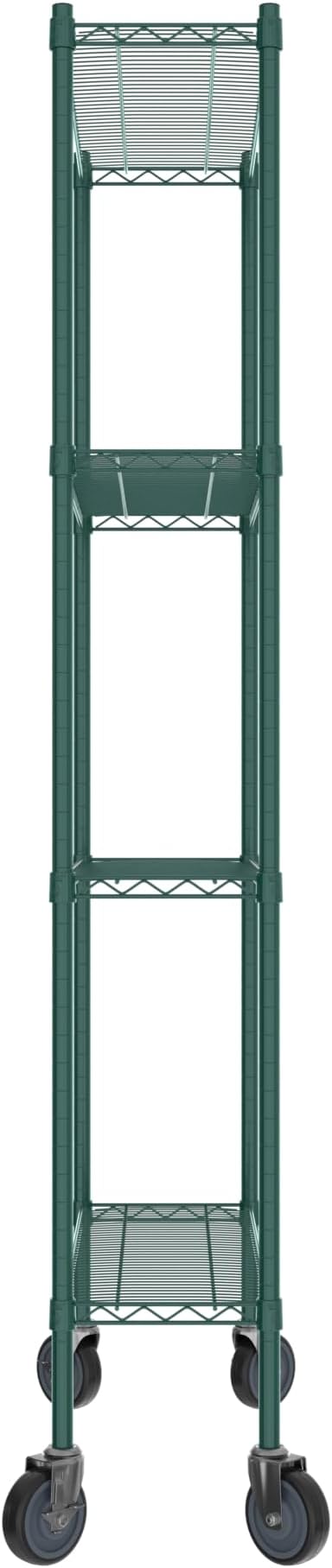Commercial NSF Listed Green Epoxy Mobile Wire Shelving Kit 12" x 36" x 80", with 4 Shelves Perfect for Warehouse, Walk-in Refrigerator, Freezer, Grocery Store, Restaurant, Dishroom