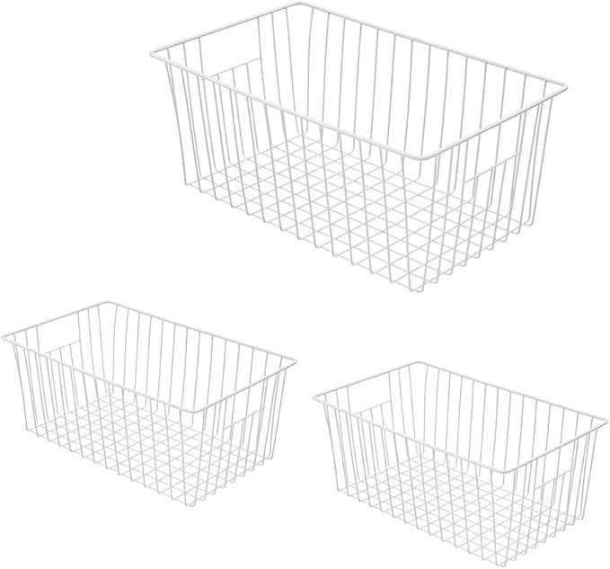 Y.Z.Bros 16inch Upright Freezer Organizer Baskets for 13-14,16-21 cu.ft Standup Freezer, Settle freezer chaos and reduce food waste effectively, Durable, Fully Use Space, Improve Air Circulate,Pack 3