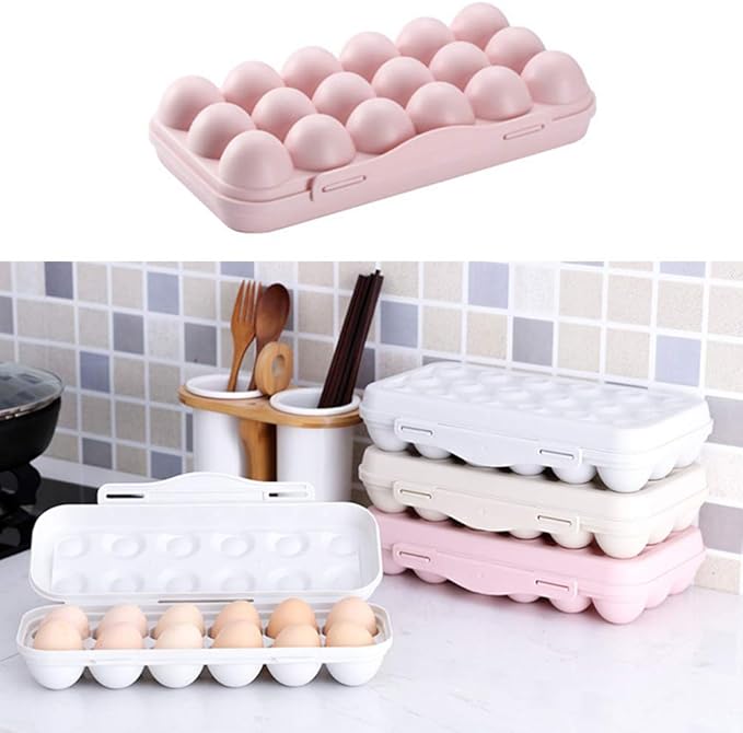 Cabilock Stackable Egg Holder Container with Lid for Refrigerator 36 Egg Capacity Plastic Storage Box Kitchen Organizer for Home and Travel