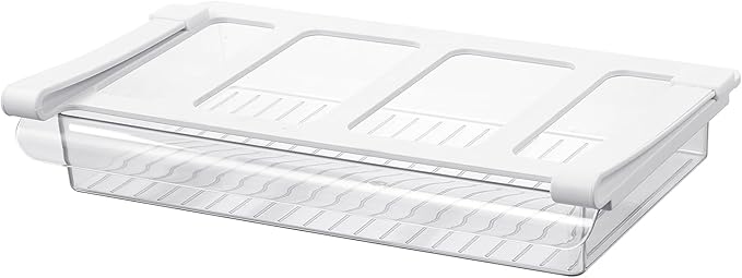 Bronkeeper Pull-Out Fridge Drawer Organizer - Under Shelf Storage Bins for Refrigerator Organization for Fruits Vegetables, Cheese & Deli (Flat & Wide)