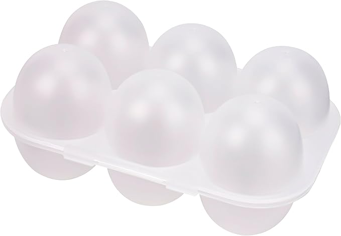 Portable 6-Egg Carrier, White PP Camping Egg Holder with Lid — Outdoor Travel Egg Tray for Fridge, Cooler & RV, BPA-Free, 1-Pack