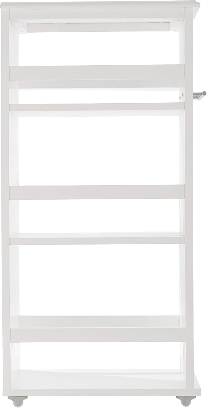Lavish Home 3-Tier Slim Rolling Storage Cart - 16.7” x 9” Narrow Rolling Cart with Handle and Wheels for Bathroom, Laundry Room, and Kitchen Organization - Pull-Out Home Organizers (White)