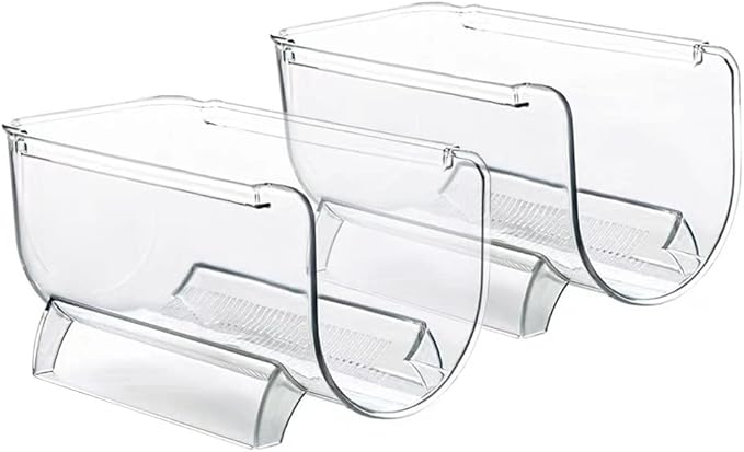 Heshebuy 2 Pack Bottle Rack, Fridge Organizer Bottle Rack, Stackable Wine Rack Plastic Bottle Holder (2)