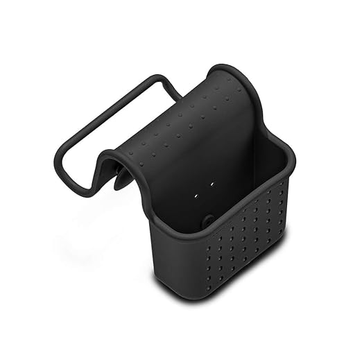 madesmart Towel & Sponge Saddle, Over-The-Sink Sponge Holder & Dishcloth Organizer, Ventilated Fast-Dry Sink Caddy, Non-Slip Design, Carbon