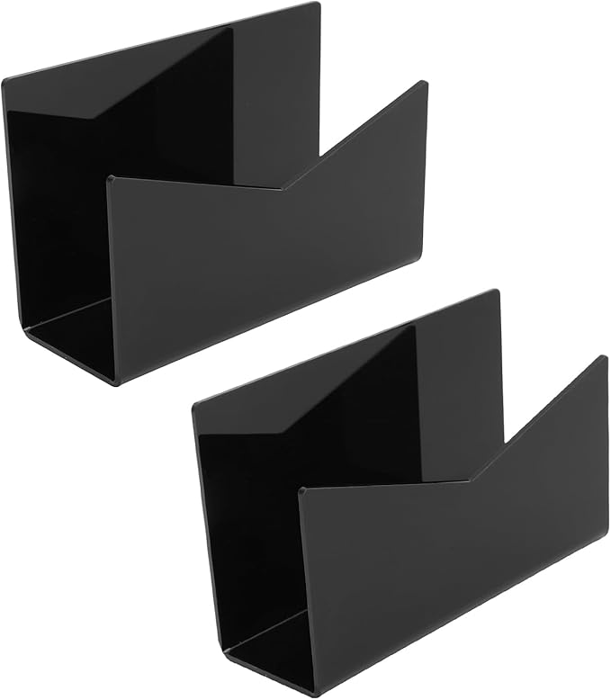 Sorandy 2 Pack Acrylic Mail Organizer, Mail Holder Stand, Vertical File Folder, Letter Sorter Desk Envelope Rack, for Home Office School Envelope Bill Filling Paper Document (Black)