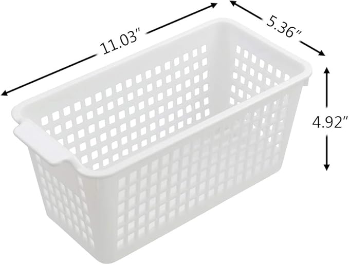 Plastic Storage Basket, Deep Slim Plastic Baskets, 6 Packs