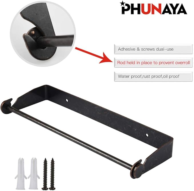 Under Cabinet Paper Towel Holder Wall Mount for Home Kitchen,Stainless Steel for Large Rolls-Bronze