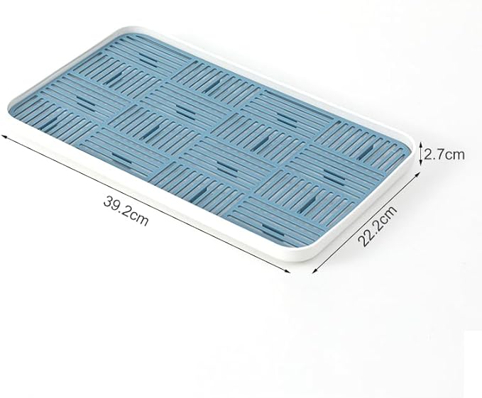 WUCYLKA Kitchen Sink Organizer Sink Caddy, Plastic Sponge & Soap Holder with Double-Layer Drain Rack – Countertop Sink Tray for Sponge, Soap, Dish Brush, Cup, and Wire Scrubber(Blue Plus)