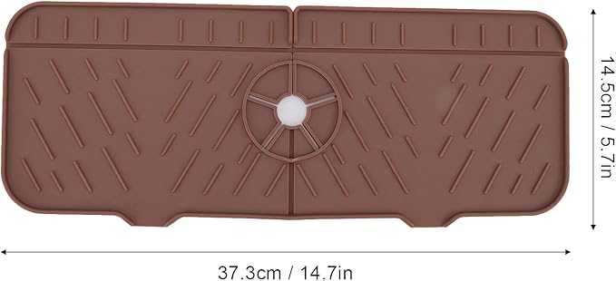 Kitchen Bathroom Silicon Sink Water Splash Guard Drying Gray Faucet Absorbent Mat Washable Reusable Used Sink Accessories in Bars,Kitchens, Bathrooms and Farmhouses. (Brown)