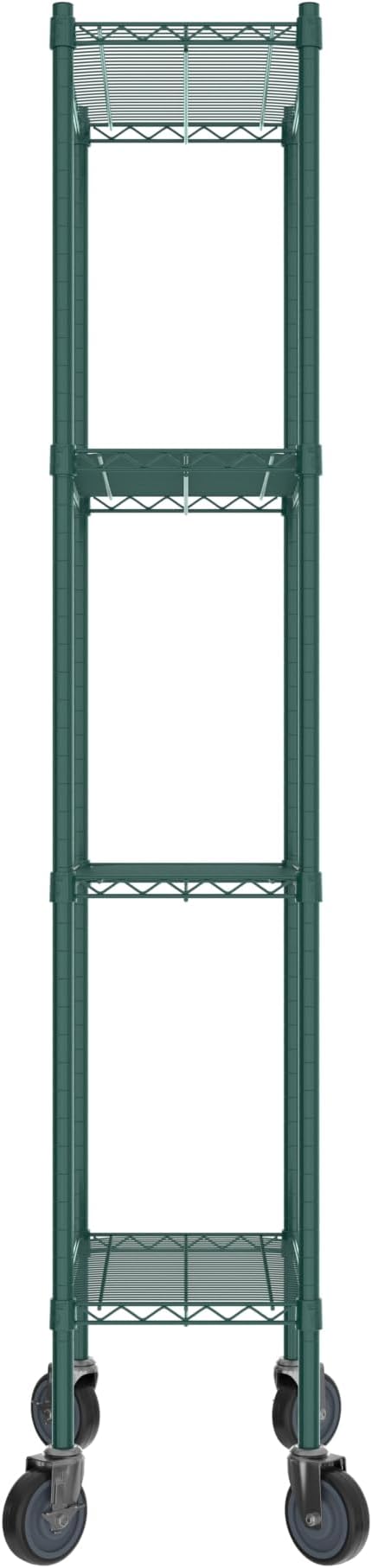 Commercial NSF Listed Green Epoxy Mobile Wire Shelving Kit 14" x 24" x 80", with 4 Shelves Perfect for Warehouse, Walk-in Refrigerator, Freezer, Grocery Store, Restaurant, Dishroom