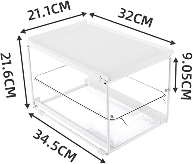 Kitchen Cabinet Organizer, Layered Rack Under Sink Organizer, Carbon Steel Multifunctional Storage Rack with Expandable Design for Condiments Utensils, Space Saving Ki